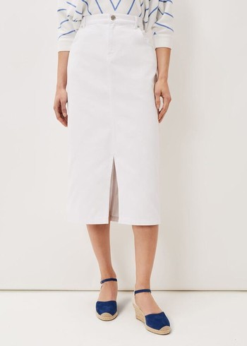 Phase Eight Aubrey Denim Skirts White USA | 6182970-GL